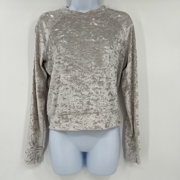 Lululemon Tops - Lululemon Warm Down Size 4 Crewneck Sweatshirt‎ Gray Crushed Velvet Pullover